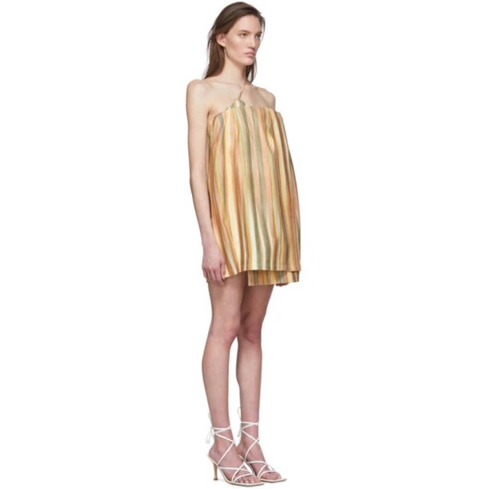 JACQUEMUS Le Coup De Soleil Multicolor Stripe Linen Mini Dress NWT